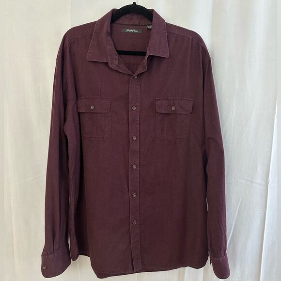 Saks Fifth Avenue Burgundy Button Up Long Sleeve Shirt Mens Size XXL - Picture 1 of 6